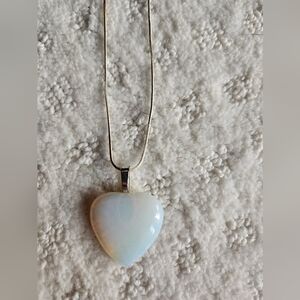 925 Sterling Silver Necklace with iridescent heart pendant